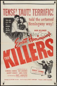 2p0845 KILLERS military 1sh R1950s different art of Burt Lancaster & full-length Ava Gardner, Hemingway!