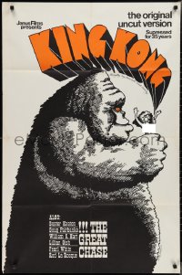 2p0849 KING KONG /GREAT CHASE 1sh 1968 double-bill, Lee Reedy art of giant ape w/topless woman!