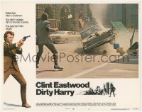 2p1243 DIRTY HARRY int'l LC #3 1971 Clint Eastwood on street watches car crash into fire hydrant!