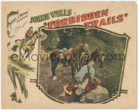 2p1274 FORBIDDEN TRAILS LC 1928 great image of cowboy Johno Wells pinning man to the ground!