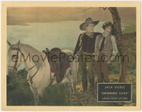 2p1305 GRINNING GUNS LC 1927 cowboy Jack Hoxie, pretty Ena Gregory & Scout the horse by lake!