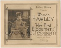 2p1124 HER FIRST ELOPEMENT TC 1920 close portrait of sad Wanda Hawley holding cute dog, very rare!