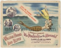 2p1139 MR. PEABODY & THE MERMAID TC 1948 cartoon art of William Powell & pretty mermaid Ann Blyth!