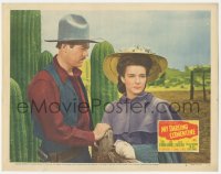 2p1360 MY DARLING CLEMENTINE LC #5 1946 John Ford, c/u of Henry Fonda & Cathy Downs by cactus!