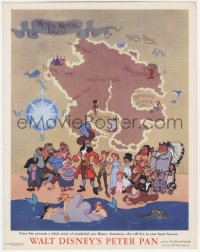 2p1379 PETER PAN LC 1953 cool vertical montage of the entire cast over Never Land map!