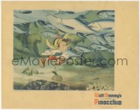 2p1380 PINOCCHIO LC 1940 Disney classic cartoon, close up swimming with fish inside whale!