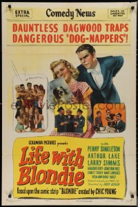 2p0859 LIFE WITH BLONDIE 1sh 1945 Penny Singleton & kids are bored by Arthur Lake's lectures!