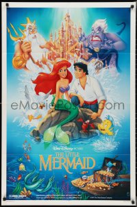 2p0862 LITTLE MERMAID DS 1sh 1989 great Bill Morrison art of Ariel & cast, Disney underwater cartoon