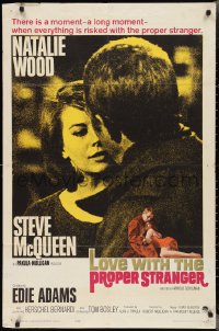 2p0870 LOVE WITH THE PROPER STRANGER 1sh 1964 Natalie Wood & Steve McQueen, pink title design!