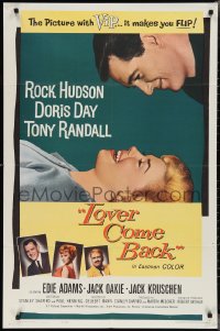 2p0871 LOVER COME BACK 1sh 1961 great images of Rock Hudson, gorgeous Doris Day, Randall, Adams!