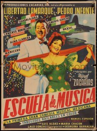 2p0603 ESCUELA DE MUSICA Mexican poster 1955 cool art of Libertad Lamarque and Pedro Infante!