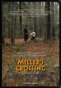 2p0887 MILLER'S CROSSING int'l advance 1sh 1990 Coen Bros, Gabriel Byrne & John Turturro in forest!