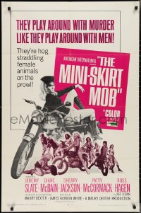 2p0889 MINI-SKIRT MOB 1sh 1968 AIP bikers, sexy hog straddling female animal on the prowl!