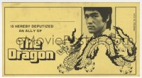 2p1728 ENTER THE DRAGON 3x6 promo card 1973 Bruce Lee classic, the movie that made him a legend!