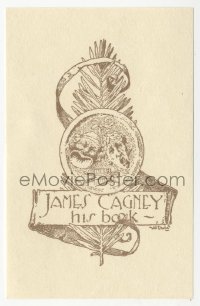 2p1727 JAMES CAGNEY 2.5x4 book plate 1930s he would glue these into his own books, rare!