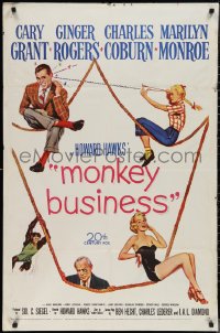 2p0894 MONKEY BUSINESS 1sh 1952 Cary Grant, Ginger Rogers, sexy Marilyn Monroe, Charles Coburn