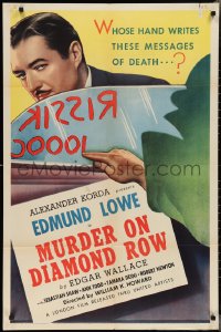 2p0904 MURDER ON DIAMOND ROW 1sh 1937 Edmund Lowe, whose hand writes messages of death?