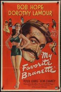 2p0906 MY FAVORITE BRUNETTE 1sh 1947 Bob Hope & full-length sexy Dorothy Lamour in swimsuit!