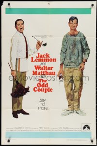 2p0915 ODD COUPLE 1sh 1968 art of best friends Walter Matthau & Jack Lemmon by Robert McGinnis!