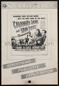 2p1060 CALAMITY JANE & SAM BASS pressbook 1949 sexy Yvonne De Carlo & Howard Duff with guns!