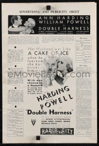 2p1064 DOUBLE HARNESS pressbook 1933 pretty Ann Harding & playboy William Powell, very rare!