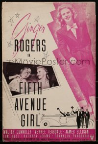 2p0153 FIFTH AVENUE GIRL pressbook 1939 poor Ginger Rogers & rich Walter Connolly in New York, rare!