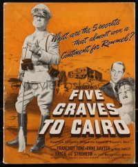 2p0154 FIVE GRAVES TO CAIRO pressbook 1943 Billy Wilder, Nazi Erich von Stroheim, Franchot Tone!