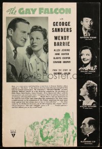 2p0160 GAY FALCON pressbook 1941 George Sanders, Wendy Barrie & Nina Vale, 1st of the series, rare!