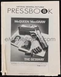 2p1068 GETAWAY pressbook 1972 Steve McQueen, Ali McGraw, Sam Peckinpah, cool gun & passports image!