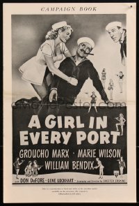 2p0161 GIRL IN EVERY PORT pressbook 1952 wacky sailor Groucho Marx & sexy Marie Wilson, very rare!