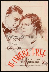 2p0173 IF I WERE FREE pressbook 1933 art of pretty Irene Dunne & Clive Brook in tuxedo, very rare!