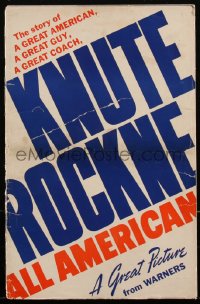 2p0183 KNUTE ROCKNE - ALL AMERICAN pressbook 1940 Pat O'Brien as legendary football coach, ultra rare!