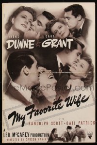 2p0193 MY FAVORITE WIFE pressbook 1940 Cary Grant, Irene Dunne, Randolph Scott, Gail Patrick, rare!