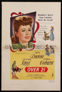 2p0201 OVER 21 pressbook 1945 Irene Dunne, Charles Coburn, Broadway's gay stage hit, ultra rare!