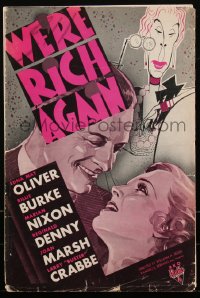 2p0241 WE'RE RICH AGAIN pressbook 1934 Edna May Oliver, Billie Burke, Marian Nixon, Denny, rare!