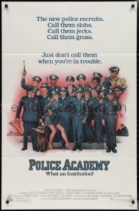 2p0932 POLICE ACADEMY 1sh 1984 Steve Guttenberg, Kim Cattrall, Drew Struzan police artwork!