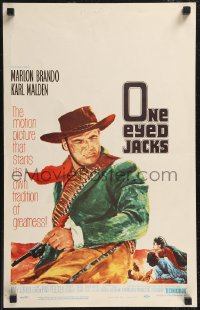 2p0085 ONE EYED JACKS WC 1959 great art of star & director Marlon Brando with gun & bandolier!