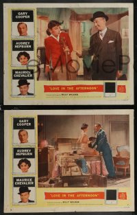 2p1539 LOVE IN THE AFTERNOON 3 LCs 1957 Audrey Hepburn, Gary Cooper, Maurice Chevalier, Billy Wilder!