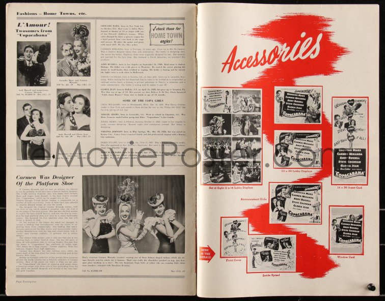 eMoviePoster.com: 2p0144 COPACABANA pressbook 1947 Groucho Marx, Carmen ...