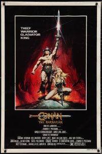 2r0886 CONAN THE BARBARIAN advance 1sh 1982 Arnold Schwarzenegger & sexy Sandahl Bergman by Casaro!