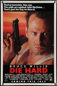 2r0908 DIE HARD advance 1sh 1988 Bruce Willis vs twelve terrorists, action classic, with borders!