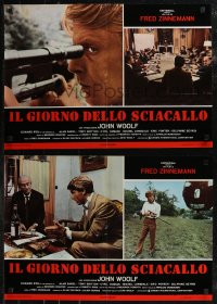 2r0394 DAY OF THE JACKAL set of 8 Italian 18x26 pbustas 1973 Zinnemann assassination classic, Fox!