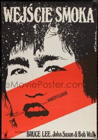 2r0182 ENTER THE DRAGON Polish 27x38 1981 Bruce Lee kung fu classic, cool different art by Erol!