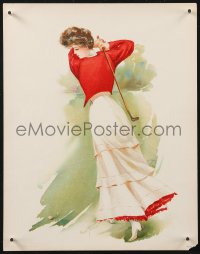 2r0095 MAUD STUMM 10x13 art print 1970s great art of woman swinging a golf club from 1905 print!