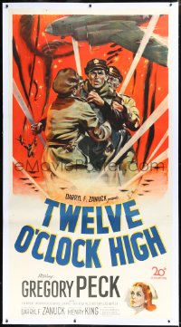 2s0571 TWELVE O'CLOCK HIGH linen 3sh 1950 different art of WWII pilot Gregory Peck, ultra rare!