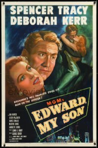 2s0991 EDWARD MY SON linen 1sh 1949 wonderful art of Spencer Tracy & Deborah Kerr, George Cukor!