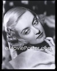 2s0362 BETTE DAVIS 8x10 studio negative 1930s close portrait with hand on chin & those eyes!