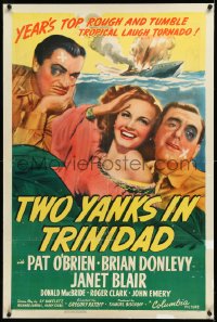 2s1237 TWO YANKS IN TRINIDAD linen 1sh 1942 Janet Blair between beat up Pat O'Brien & Brian Donlevy!