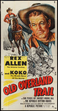 2t0724 OLD OVERLAND TRAIL 3sh 1952 cool artwork of cowboy Rex Allen riding his horse Koko!