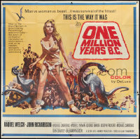 2t0708 ONE MILLION YEARS B.C. 6sh 1967 art of sexy cave woman Raquel Welch by Thurston, ultra rare!